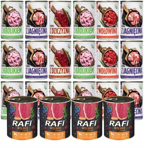 MOKRA KARMA DLA PSA 24 x 400g. RAFI + TUF TUF MIX SMAKÓW 9,6 kg W PUSZCE na Arena.pl