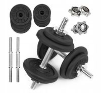 HANTLE ŻELIWNE regulowane 2x10kg gryfy talerze zestaw do treningu 20kg