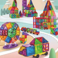 Klocki magnetyczne PANELE KONSTRUKCYJNE edukacyjne kolorowe 3D zestaw 45szt