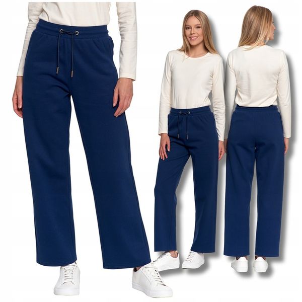 OCIEPLANE SPODNIE DRESOWE DAMSKIE PROSTA NOGAWKA WYSOKI STAN MORAJ L zdjęcie 1