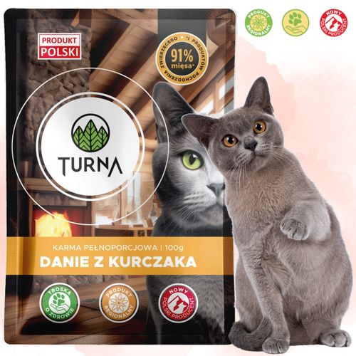 karma mokra dla kota turna cats danie z kurczaka 100g bez zbóż 91% mięsa na Arena.pl