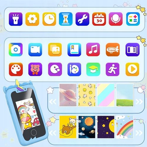 TELEFON DLA DZIECI ZABAWOWY SMARTFON Z APARATEM KAMERĄ I GRAMI MENU 2.4" na Arena.pl