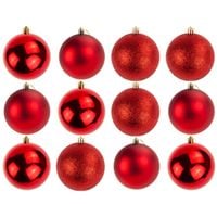 Bombki Plastik Zestaw Bombek 12Szt./Kpl Czerwone Choinkowe Do Stroika