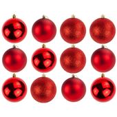 Bombki Plastik Zestaw Bombek 12Szt./Kpl Czerwone Choinkowe Do Stroika