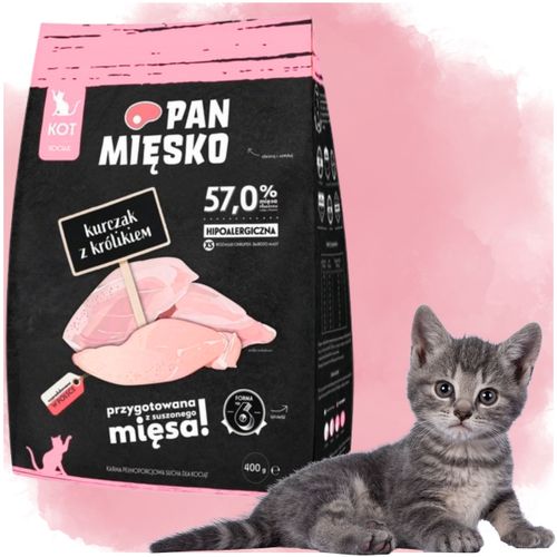 sucha karma dla kota kurczak królik pan mięsko hipoalergiczna kotek xs 400g na Arena.pl