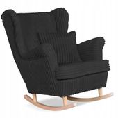 Fotel uszak Rene bujany skandynawski Family Meble sztruks czarny TOP
