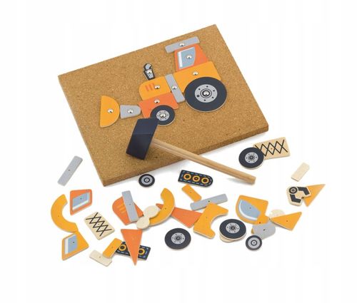 Drewniana Przybijanka Pojazdy budowlane 45 elementów Montessori VIGA na Arena.pl