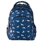 Plecak szkolny dziewczęcy z motywem koni przegrodą organizerem i odblaskami