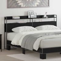 Zagłówek z półką Czarny dąb 200 cm Materiał drewnopochodny