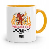 Kubek Żółty Dla Szefa Piekielnie Dobry Szef Z Nadrukiem Ze Zdjęciem