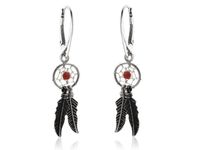 WISZĄCE SREBRNE KOLCZYKI ŁAPACZ SNÓW DREAMCATCHER