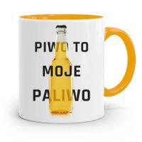 Kubek Żółty Śmieszny Zabawny Piwo To Moje Paliwo Z Nadrukiem Ze Zdjęciem