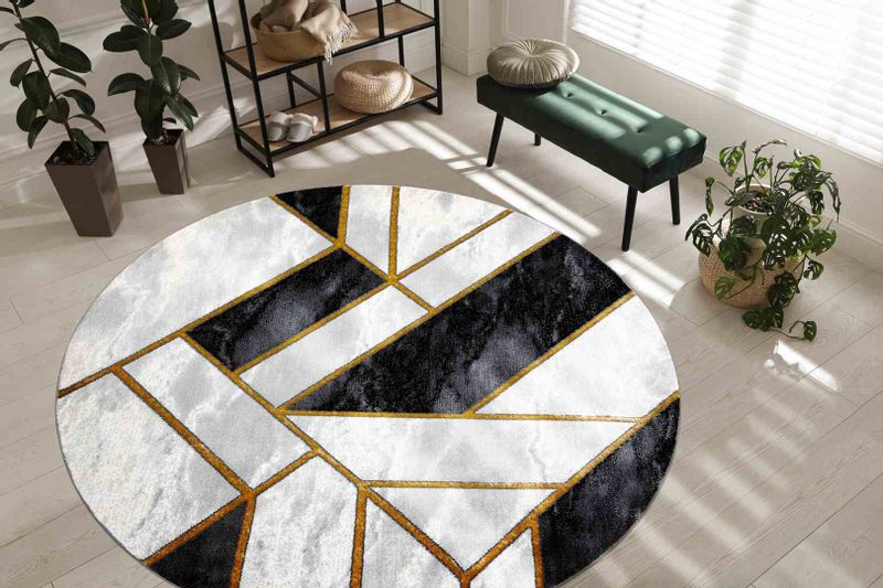 RUG/LU/ESTEMA/MARBLE3/BLACK+GOLD/R160 zdjęcie 2