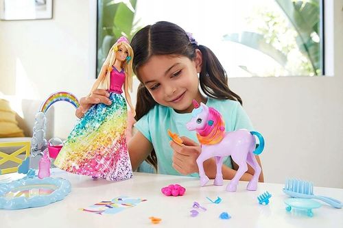 BARBIE DREAMTOPIA LALKA KSIĘŻNICZKA + JEDNOROŻEC I AKCESORIA GTG01 na Arena.pl