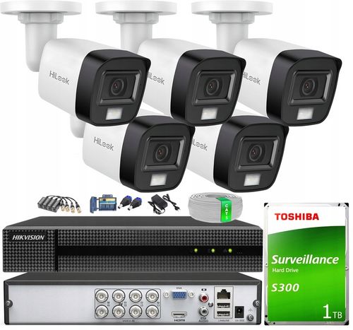 Zestaw do Monitoringu 8MPx HiLook Hikvision 5 kamer 4K Dual Light AHD TVI na Arena.pl