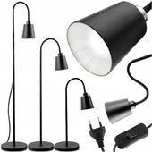 Lampa LED Stojąca Podłogowa Biurkowa E27 Czarna Regulowana do Czytania