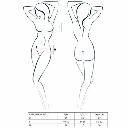 passion expression komplet bielizny czarny l/xl biustonosz spodnica stringi na Arena.pl