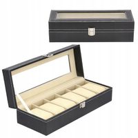 SZKATUŁKA NA ZEGARKI ETUI ORGANIZER PUDEŁKO EKSPOZYTOR NA PREZENT 6 szt