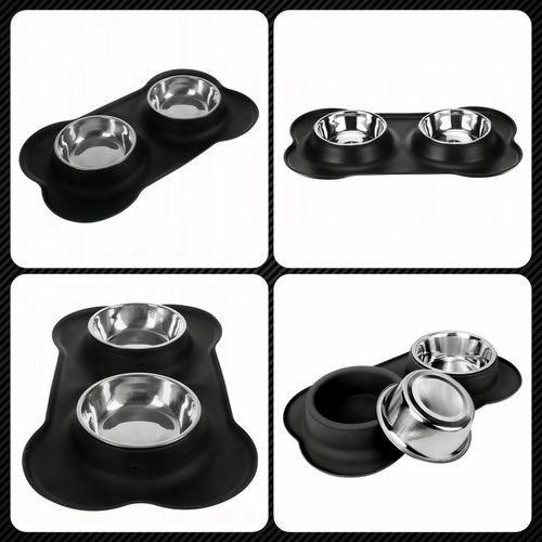 PODWÓJNA MISKA DLA PSA KOTA ANTYPOŚLIZGOWA + PODKŁADKA POD MISKI 2x450 ml na Arena.pl