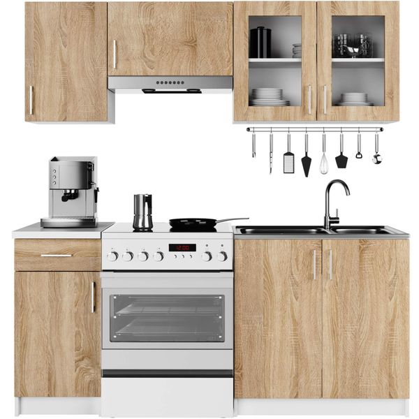 Szafka kuchenna LIMA witryna wisząca 80 cm H580 - biała dąb sonoma zdjęcie 4