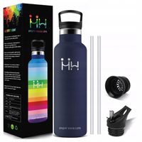 Butelka Termiczna 500ml Stalowa Słomka Szczelna na Kawę Herbatę Prezent