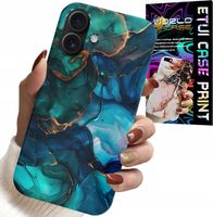 ETUI DO IPHONE 16 PLUS - NIEBIESKO ZIELONY MARMUREK PLECKI WZORY