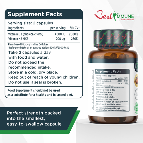 Witamina D3 4000IU K2 MK7 200mcg Max wsparcie systemu immunologicznego na Arena.pl