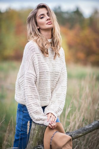 Sweter F835 Beż melanż S/M na Arena.pl