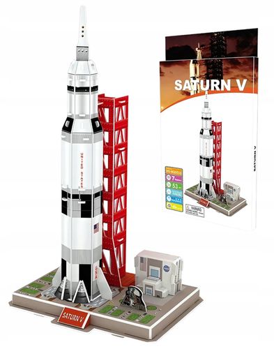 PUZZLE 3D RAKIETA KOSMICZNA SATURN V APOLLO MODEL 3D DLA DZIECI 53 ELEMENTY na Arena.pl