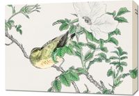Obraz 70x50cm Bulbul and Rosa, Kashu Japoński Vintage do Salonu