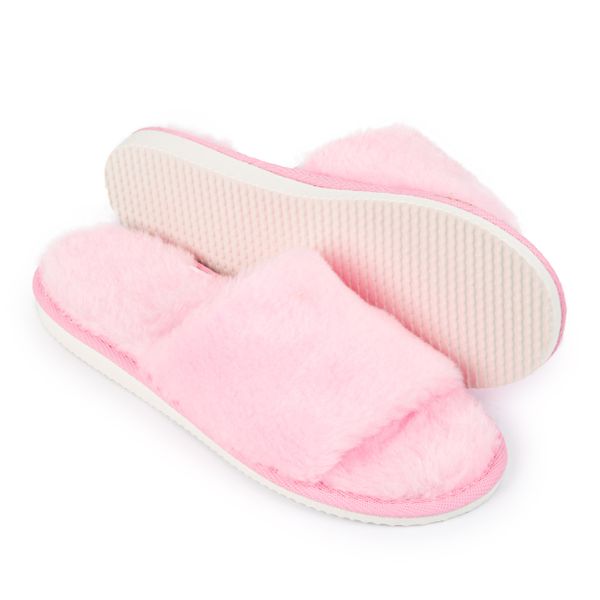 Ciepłe kapcie puchate różowe pantofle damskie z futerkiem 37 zdjęcie 3