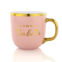 Różowa Filiżanka ze Złotym Nadrukiem Royal Ambition Prezent na Dzień Babci