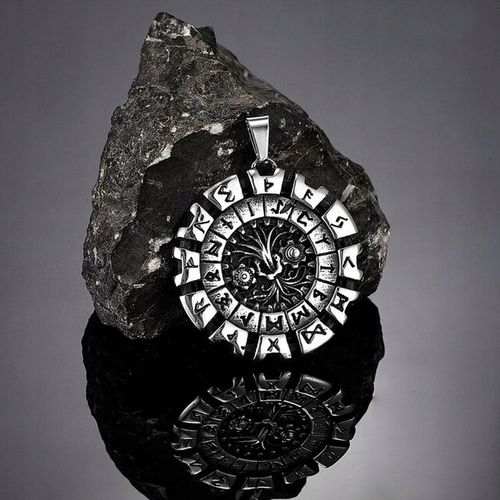 Okrągła Zawieszka Wikingów Runy Nordyckie Stal Chirurgiczna na Arena.pl