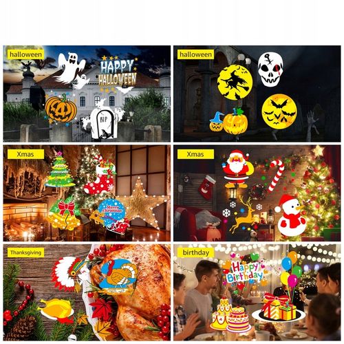 ŚWIĄTECZNY PROJEKTOR LED LASEROWY 16 slajdów 64 MOTYWÓW z pilotem na Arena.pl