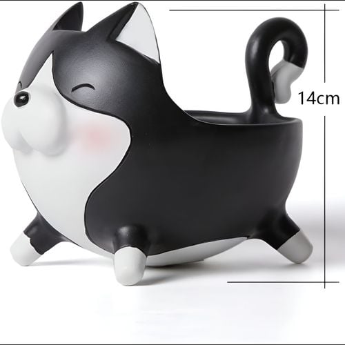 Miska Dekoracyjna Figurka Kot na Cukierki Klucze 14 cm Czarny Biały na Arena.pl