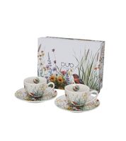 FILIŻANKI ZE SPODKIEM ESPRESSO DUO KWIATY PTASZEK JULY 90 ML X 2 SZT