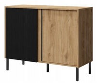 Nowoczesna Komoda Dąb Odwieczny + Czarny 100 cm ZUZIA JR - 2 Kolory