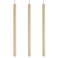 3-płomienna lampa wisząca Sopel tuby na listwie złote matowe