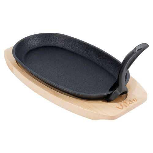 Patelnia Żeliwna na Desce Serwowania Potraw Gorący Półmisek Talerz Sizzler na Arena.pl