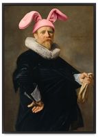 Plakat w ramce portret królik uszy 50x70 cm w czarnej ramie