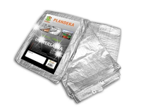 PLANDEKA WZMACNIANA SREBRNA120 g/m2 5 x 8m WODOODPORNA PŁACHTA BRADAS
