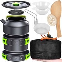 NACZYNIA TURYSTYCZNE ZESTAW GARNKÓW CZAJNIK PATELNIA GARNEK NA KEMPING