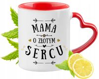 Dla Mamy Kubek Czerwony Z Uszkiem W Kształcie Serca Na Prezent Z Nadrukiem