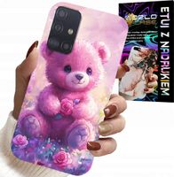 ETUI DO SAMSUNG GALAXY A51 - SŁODKI MIŚ NA RÓŻOWYM TLE, CASE + SZKŁO