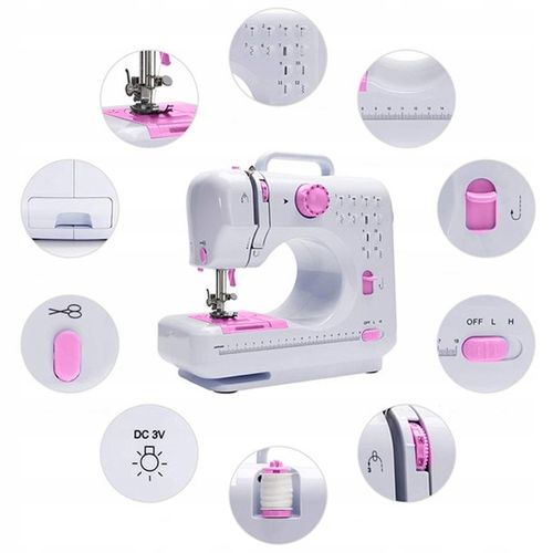 MASZYNA DO SZYCIA MINI PRZENOŚNA 12 ŚCIEGÓW AKCESORIA + GRATISY BIAŁA na Arena.pl