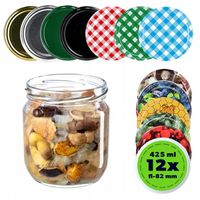 SŁOIK 425 ml SŁOIKI 400 ml NA PRZETWORY MIÓD SZKLANY ZAKRĘTKI 12 SZT FI 82