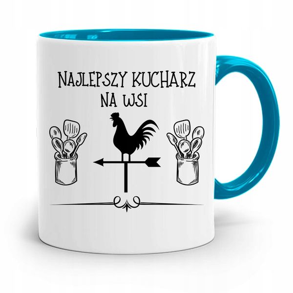 Kubek Błękitny Dla Najlepszego Kucharza Na Wsi Z Nadrukiem Ze Zdjęciem zdjęcie 1
