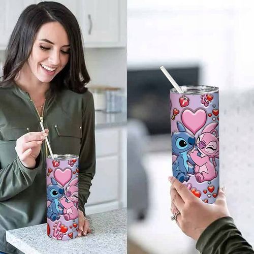 Butelka na Wodę ze Stali Nierdzewnej z Motywem Stitch i Aniołek 20oz na Arena.pl