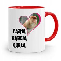 Kubek Czerwony Dla Babci Fajna Babcia Kurła Z Nadrukiem Ze Zdjęciem