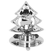 Świecznik świąteczny metalowy choinka z podstawką na świeczkę srebrna